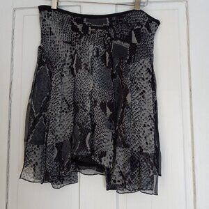 DIANE VON FURSTENBERG SERPENT GREY LEOPARD SILK CHIFFON SKIRT NWT 8